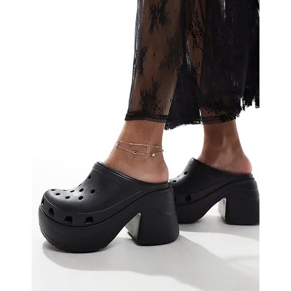 CROCS Shoes - Crocs Women's Siren Crush Clogs Platform Heels Size 11 Black